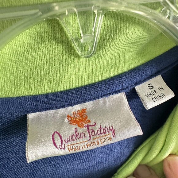 Quaker Factory Women’s Small Blue Green 3/4 Sleeve Lightweight‎ Stretchy Jacket - Picture 3 of 7